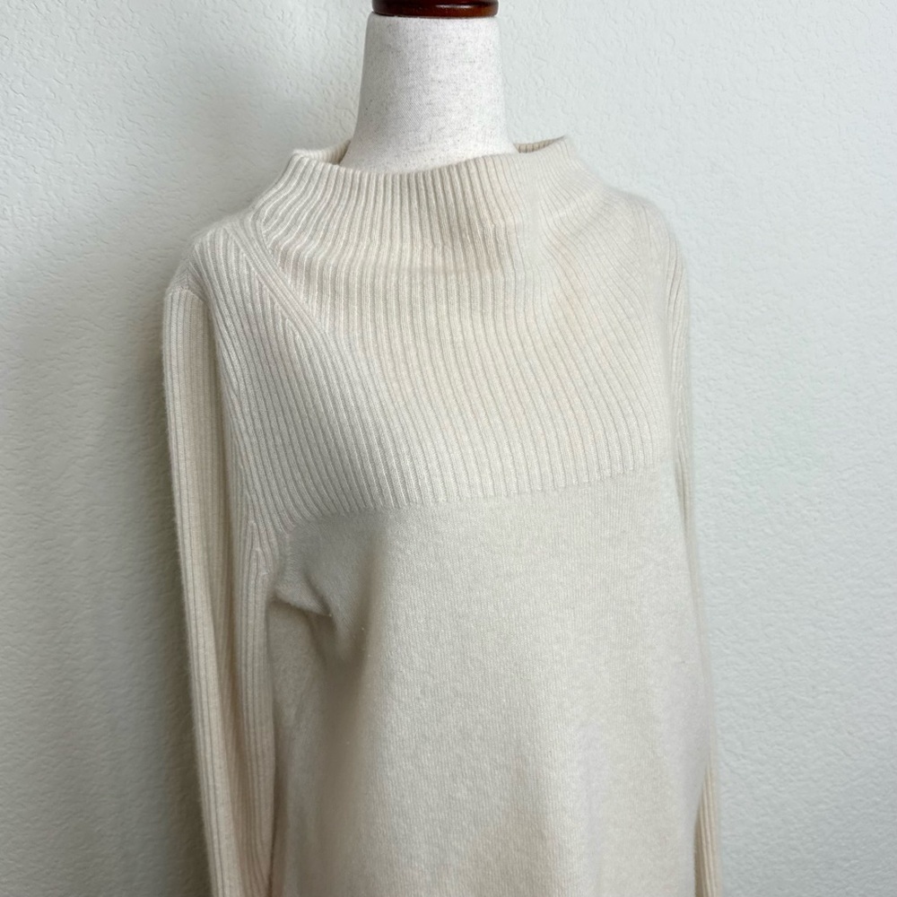 Sundance Cashmere High Neck Cream Sweater - Picture 4 of 12